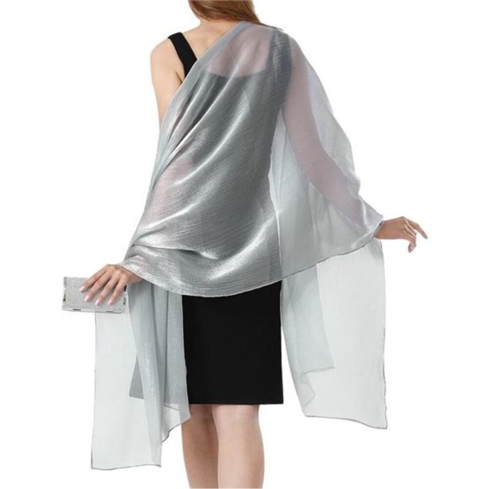 HOT Womens Shawls and Wraps Silver Grey - Picture 4 of 7